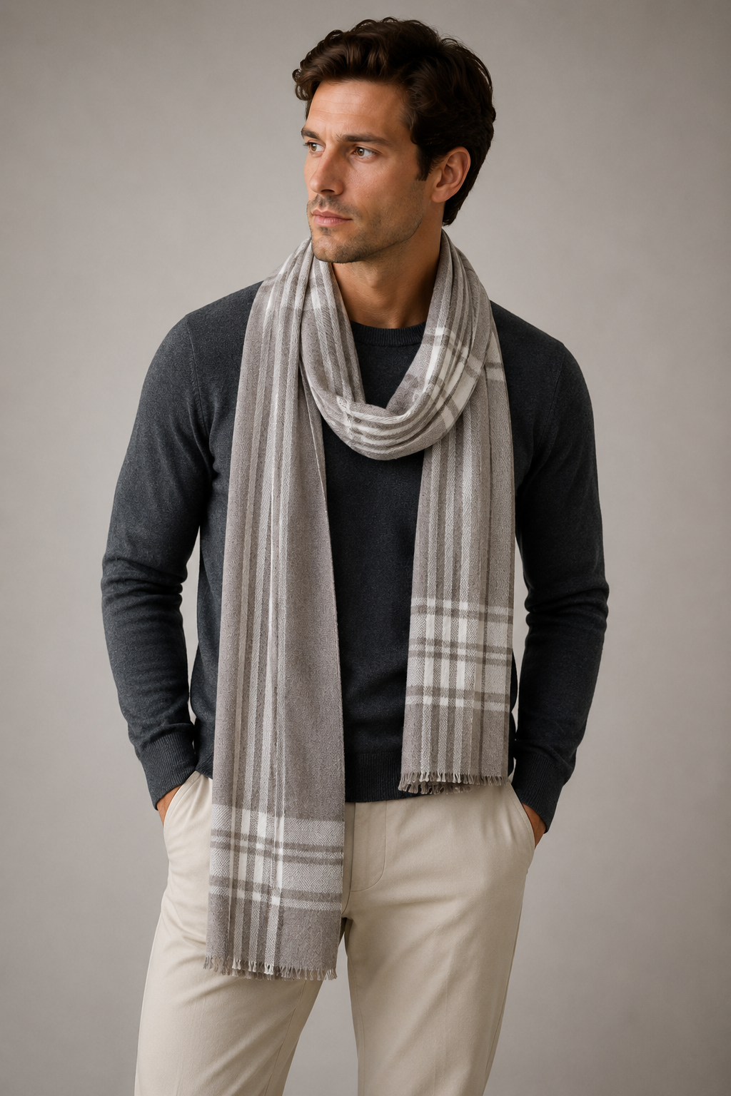 UNISEX EXTRA FINE PURE CASHMERE PATTERNED SCARF