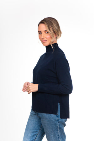 PURE CASHMERE RAGLAN SLEEVE HIGH NECK PULLOVER