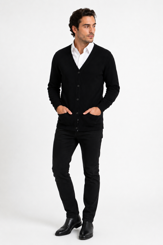 LONG SLEEVE V-NECK CARDIGAN WITH POCKETS