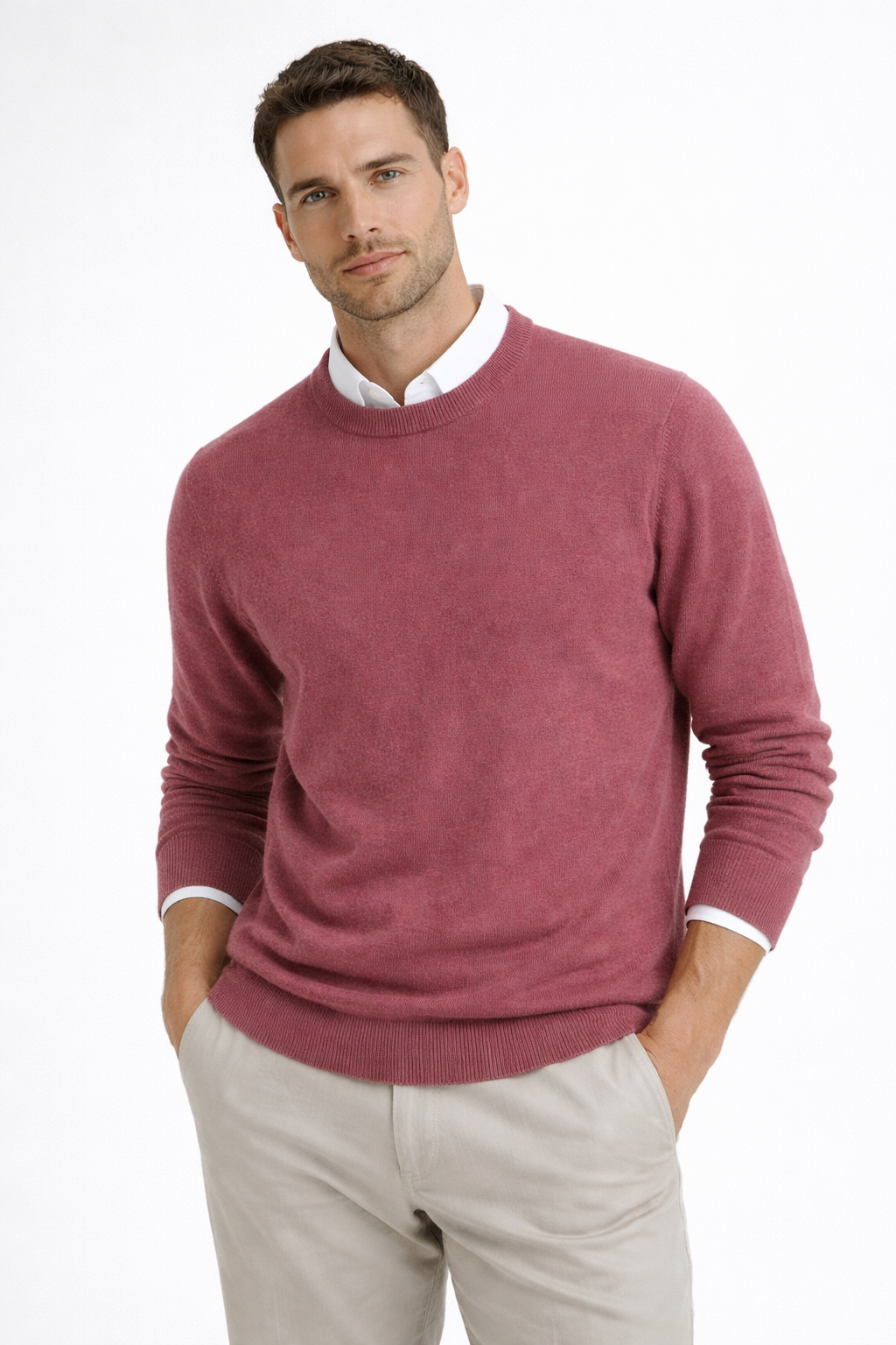 Men 100% Cashmere Crew Neck Pullover