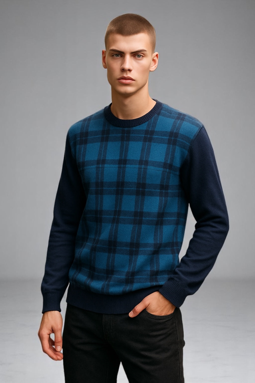 Fields Classics Pure Merino Crew Neck Pullover Square Pattern