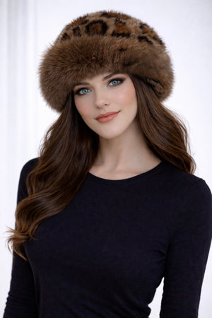 Premium Angora Furry Winter Hat leopard print