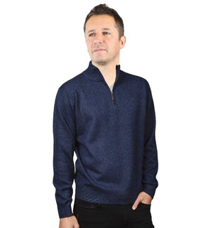 ANSETT Gold Cashmere merino Slim Fitted High Neck Half Zip