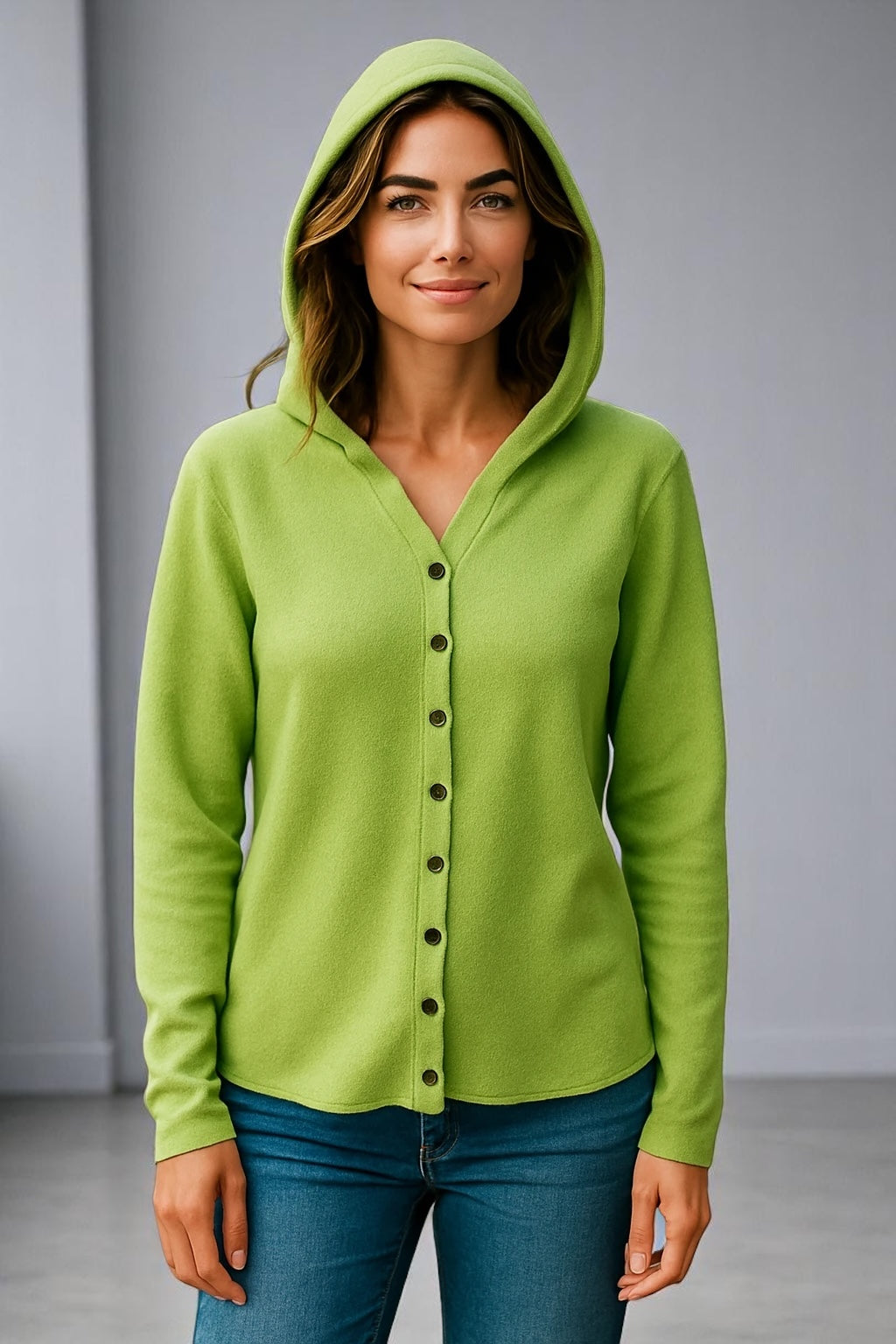 Pure Merino Wool Hoodie Cardigan