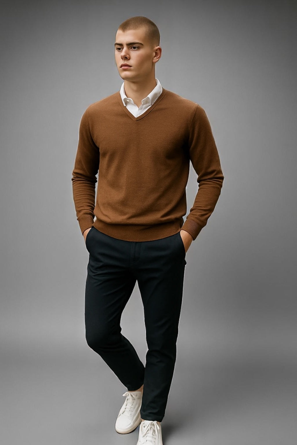 Fields classics Vee Neck Pullover with Rib Basque