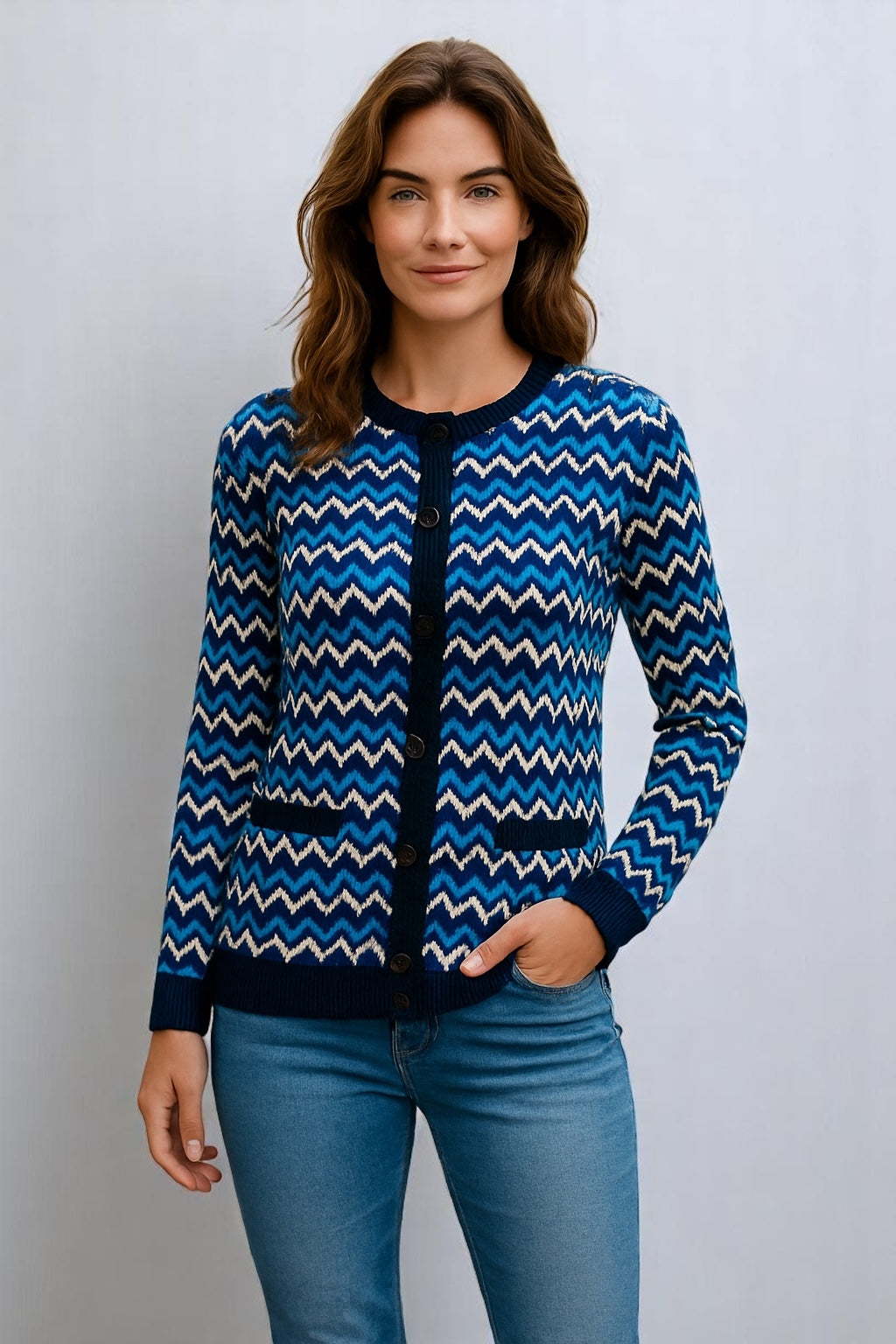 Notting Hill Cardigan – Waves Pattern