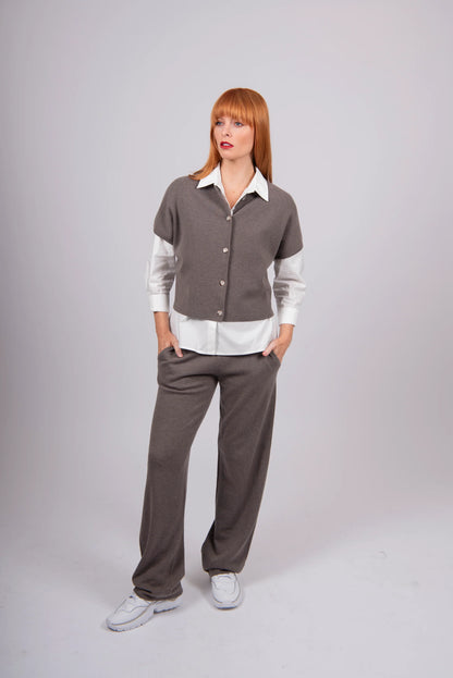 Cropped Button Through Dolman Vest