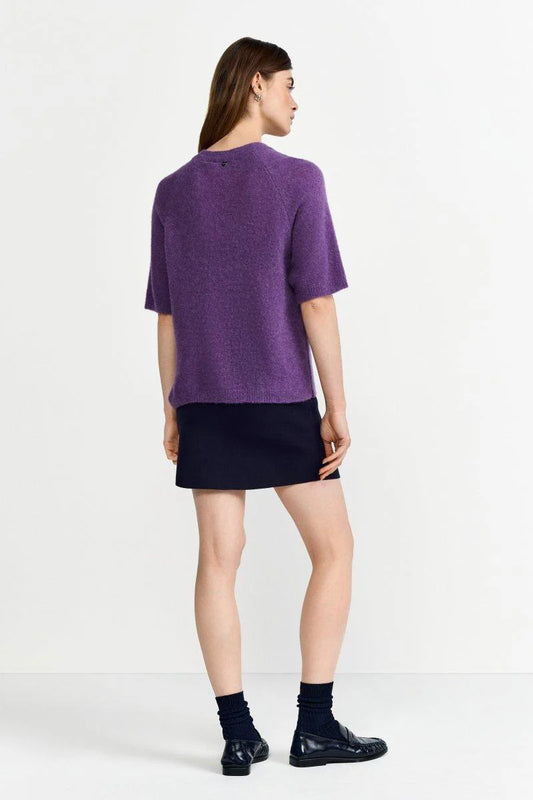 RICH & ROYAL PLUM KNITTED T-SHIRT MADE IN EUROPE