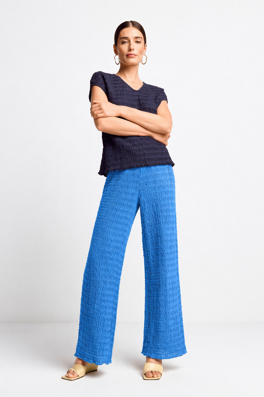 RICH & ROYAL STRAIGHT LEG CRINKLED PANTS