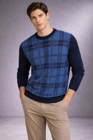 Fields Classics Pure Merino Crew Neck Pullover Square Pattern
