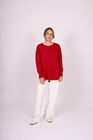 CURVE HEM CREW NECK PURE WOOL