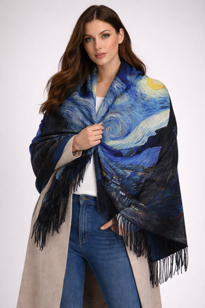 Luxury Pure Cashmere Scarf / Shawl Oil Painting Pattern