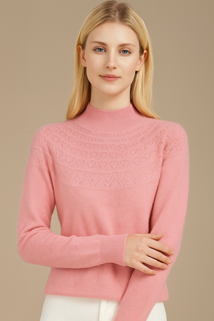 Pure Wool Mock Neck Half Pattern Knit on Australia