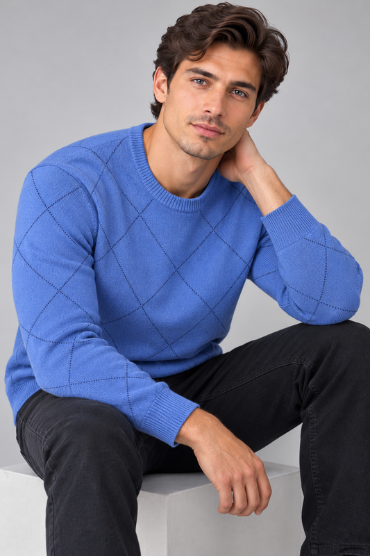 DIAMOND ARGYLE CREW NECK PULLOVER