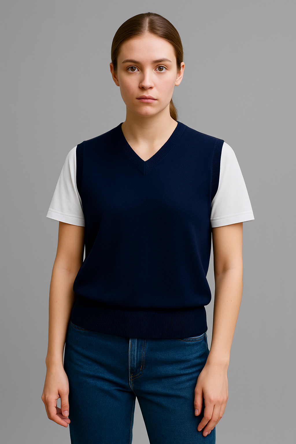 Pure merino wool Vest V-Neck  Fine Gage Ansett