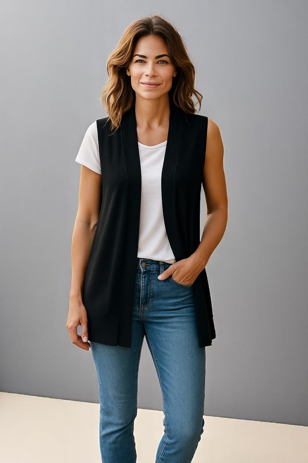 Fields knitwear open vest