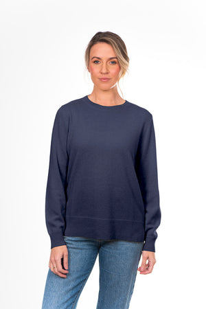 CREW NECK PULLOVER WITH RIBBED TRIMS