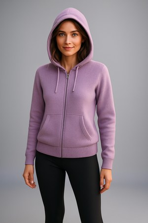 Pure cashmere two way Full zip hoodie No pockets