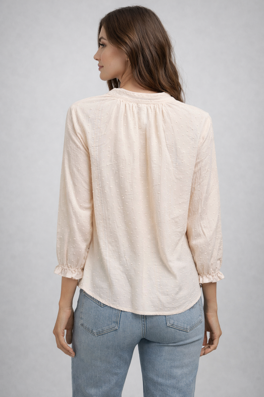 BELLA DAHL 3/4 SLEEVE TIE NECK BLOUSE