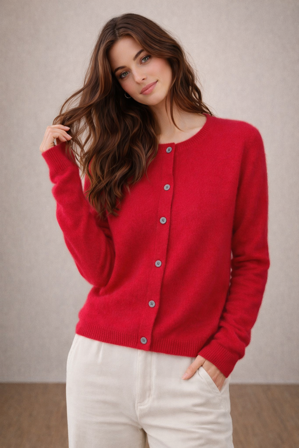 Pure wool Cardigan Round Neck Knit on Australia