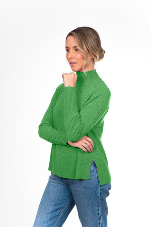 PURE CASHMERE RAGLAN SLEEVE HIGH NECK PULLOVER