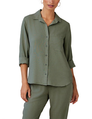 BELLA DAHL LONG SLEEVE TAIL BUTTON DOWN - MOON STONE SHIRT