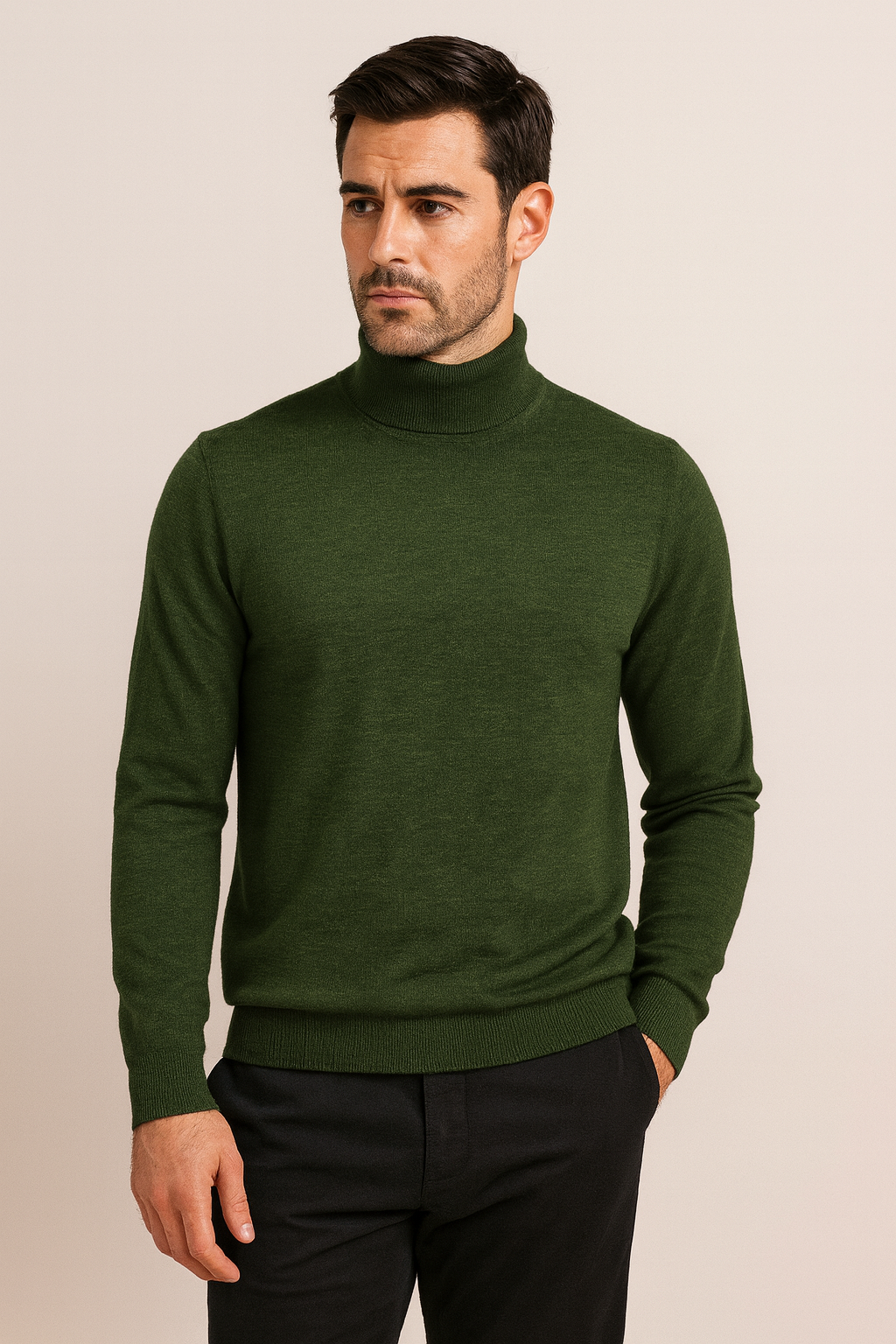 FIELDS CLASSICS ROLL NECK PULLOVER WITH RIB BASQUE