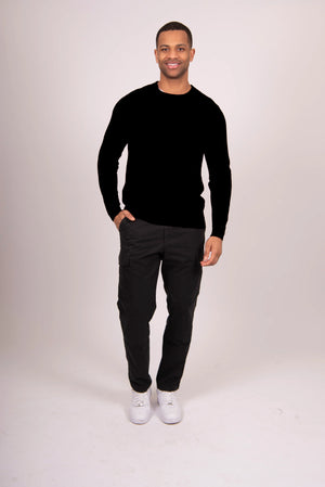 Waffle Sweater with Set in Sleeve Crew