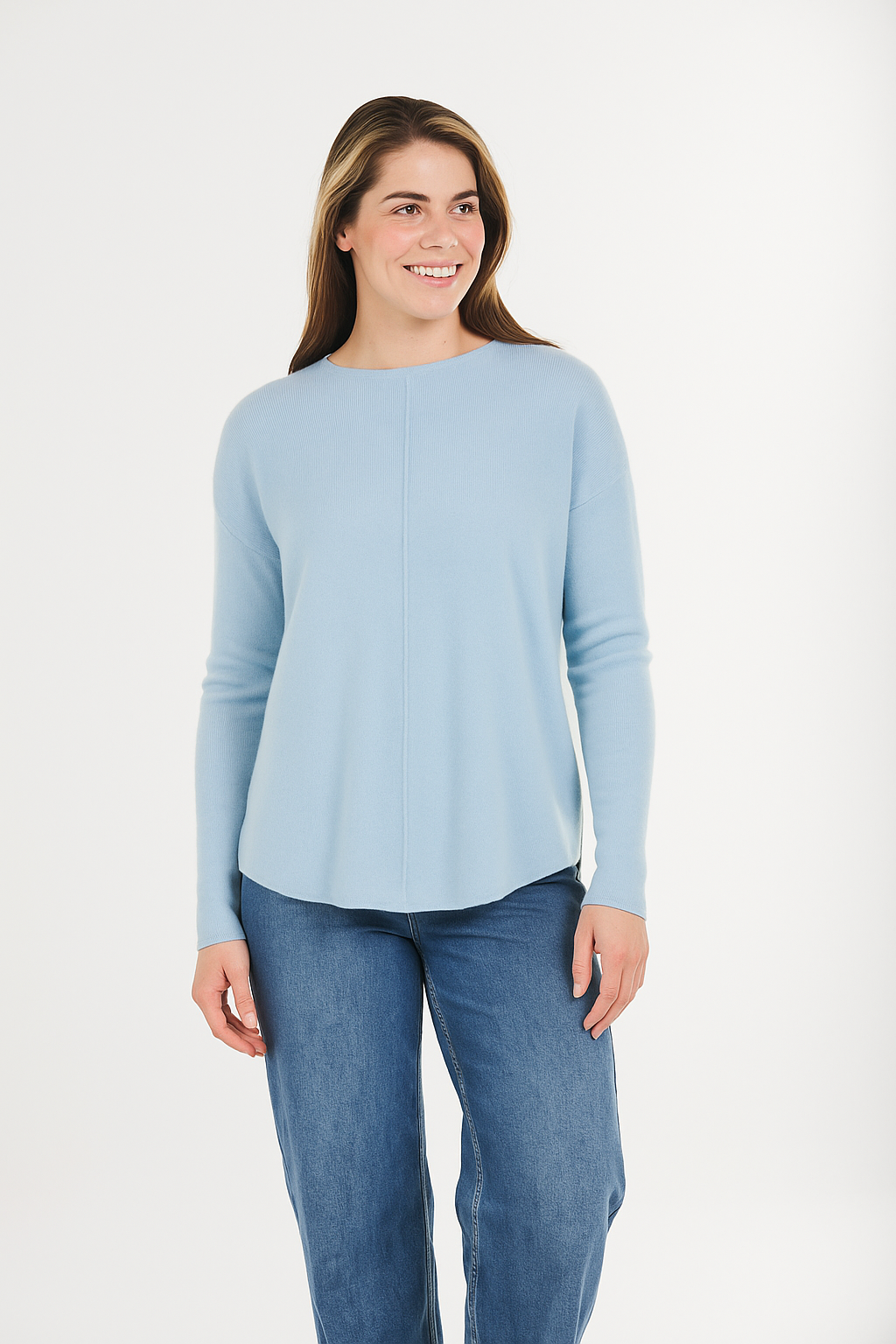 ESSENTIAL CURVED HEM CREW PULLOVER