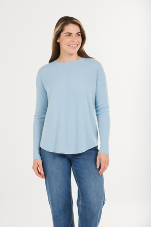 ESSENTIAL CURVED HEM CREW PULLOVER