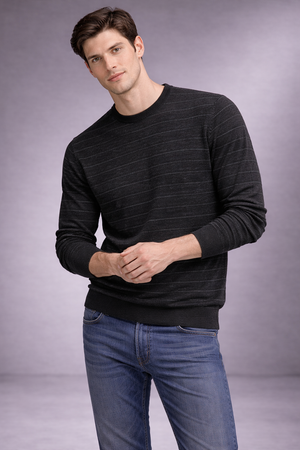 Fields Pure merino Crew neck with lines