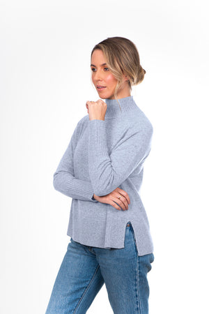 PURE CASHMERE RAGLAN SLEEVE HIGH NECK PULLOVER