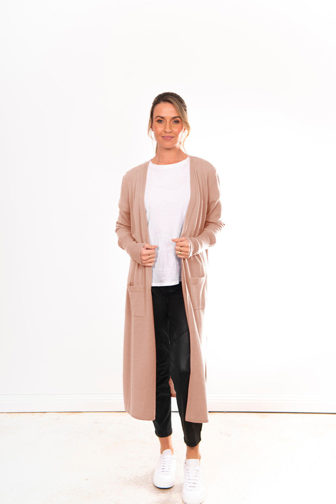 LONGLINE CARDIGAN WITH HIGH SIDE SPLITS