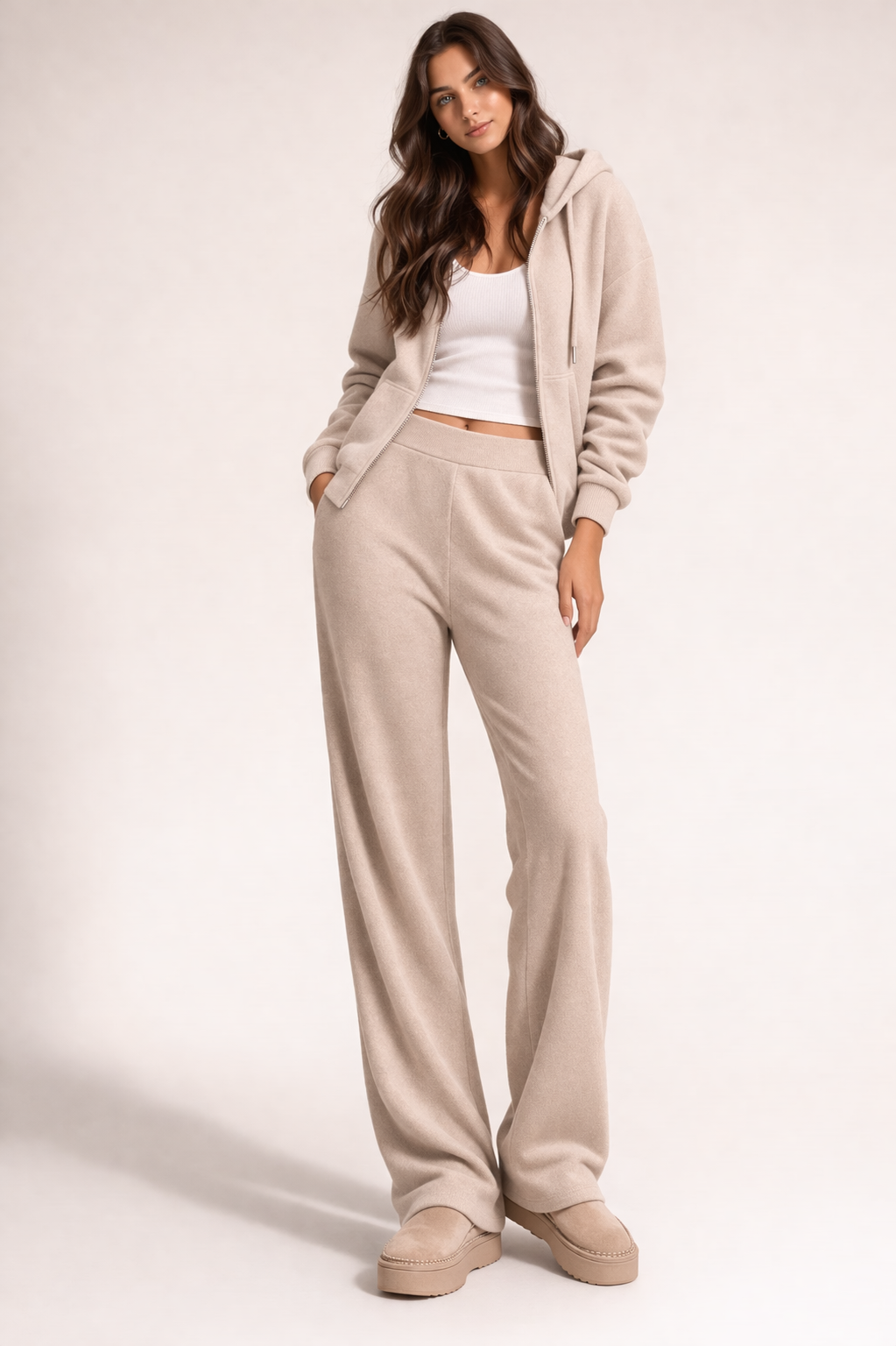 PURE CASHMERE PANTS WIDE LEG