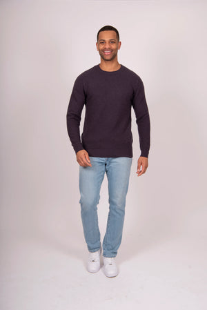 Waffle Sweater with Set in Sleeve Crew