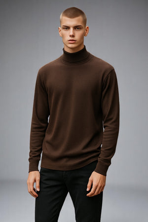 ROLL NECK PULLOVER WITH RIB BASQUE