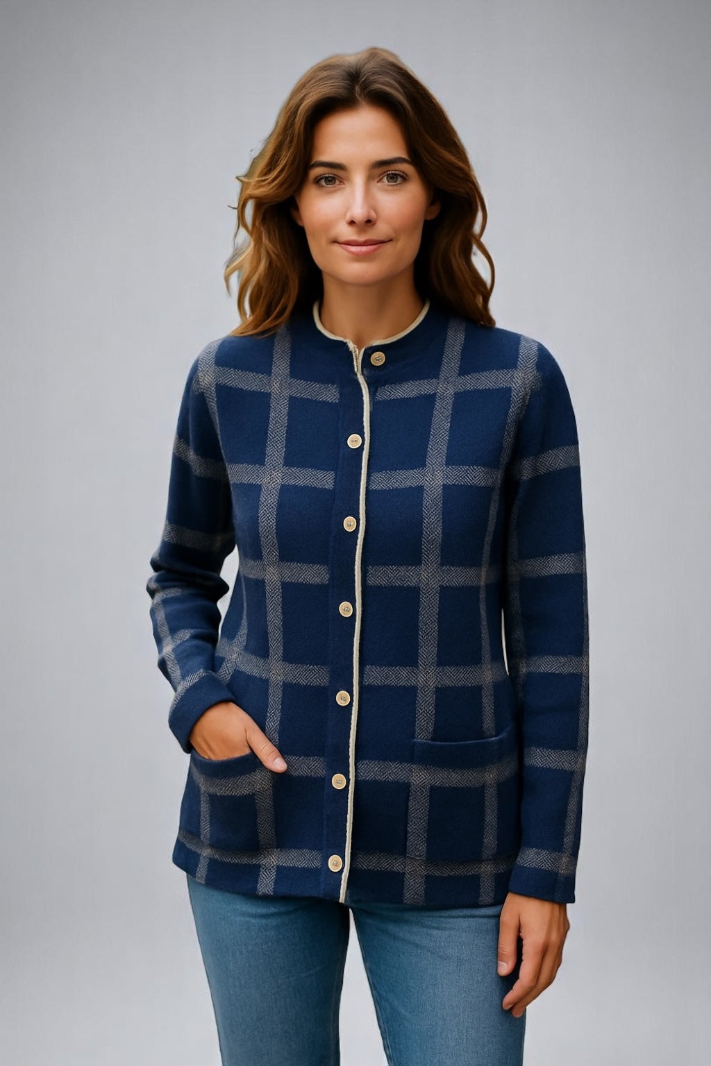 Bella Cardigan with Pockets mock neck available in small only