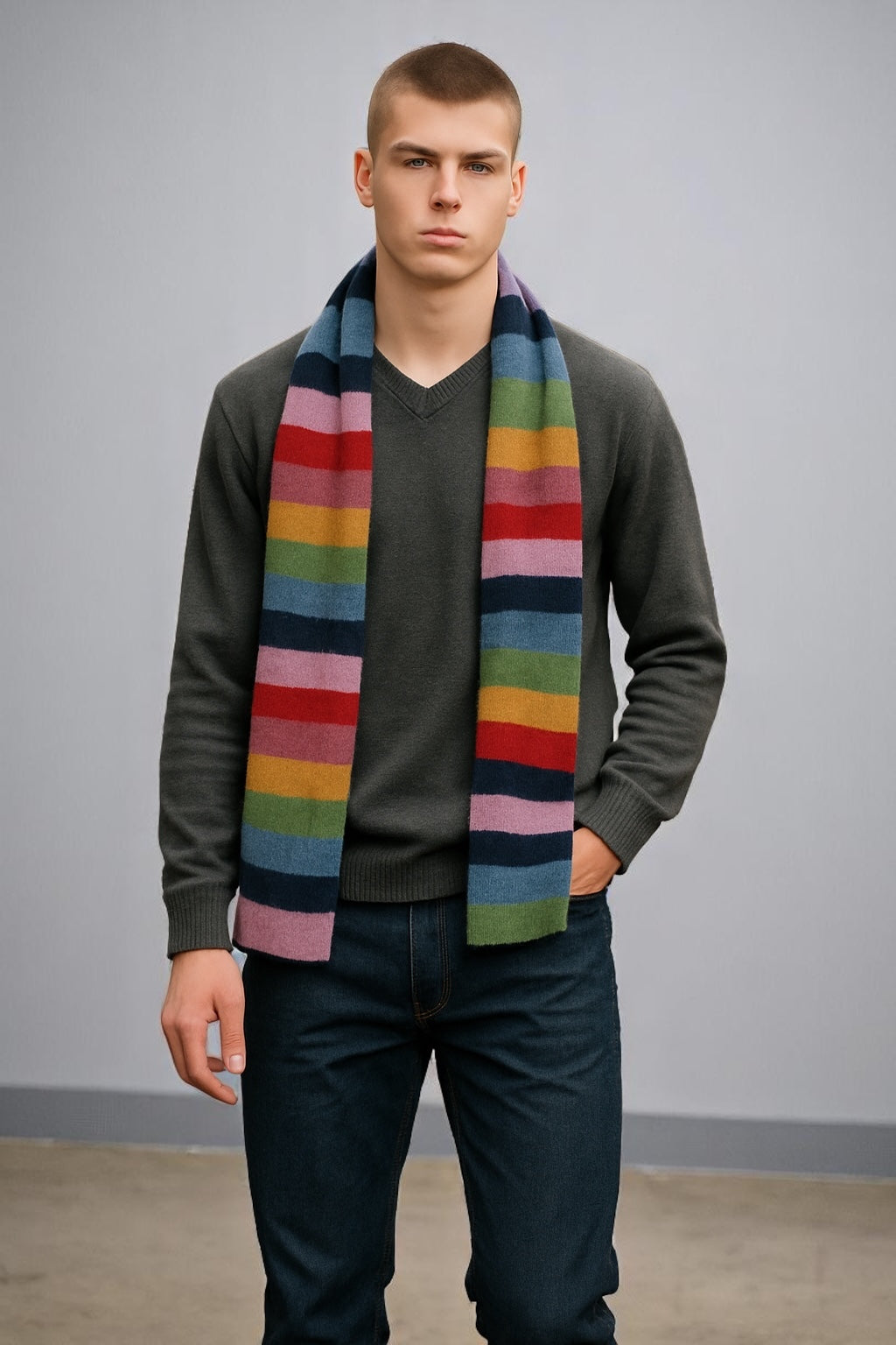 Stripes Merino/Mohair Scarf – Unisex