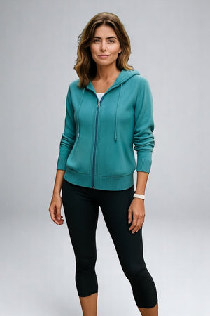 Pure cashmere two way Full zip hoodie No pockets