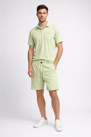 CROSSLEY COLLAR TOP WITH SIDE POCKET AND SHORTS SET MADE IN ITALY