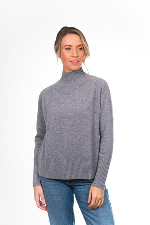 PURE CASHMERE RAGLAN SLEEVE HIGH NECK PULLOVER