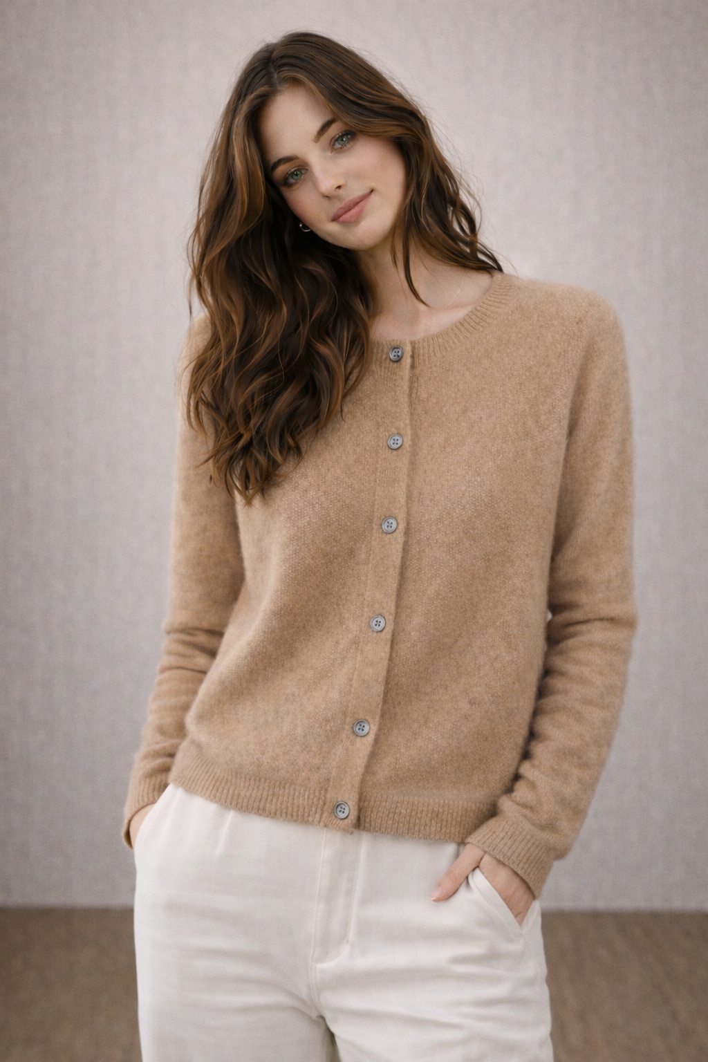 Pure wool Cardigan Round Neck Knit on Australia