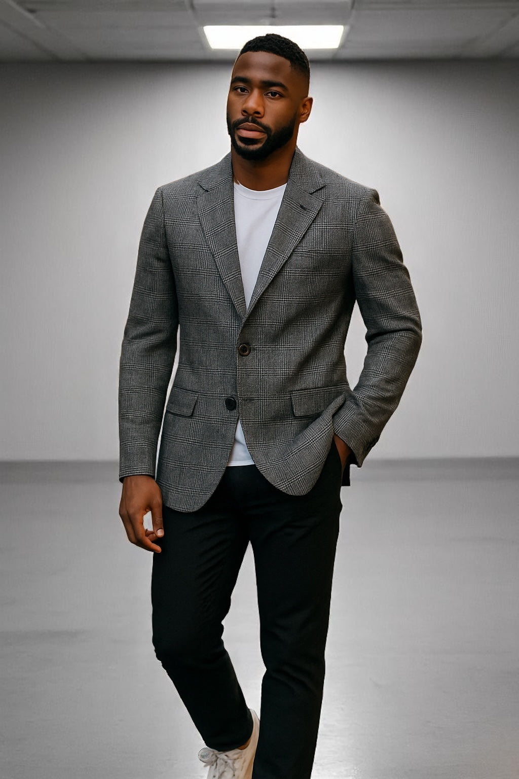 CHELSEA GREY CHECKED OVERCOAT