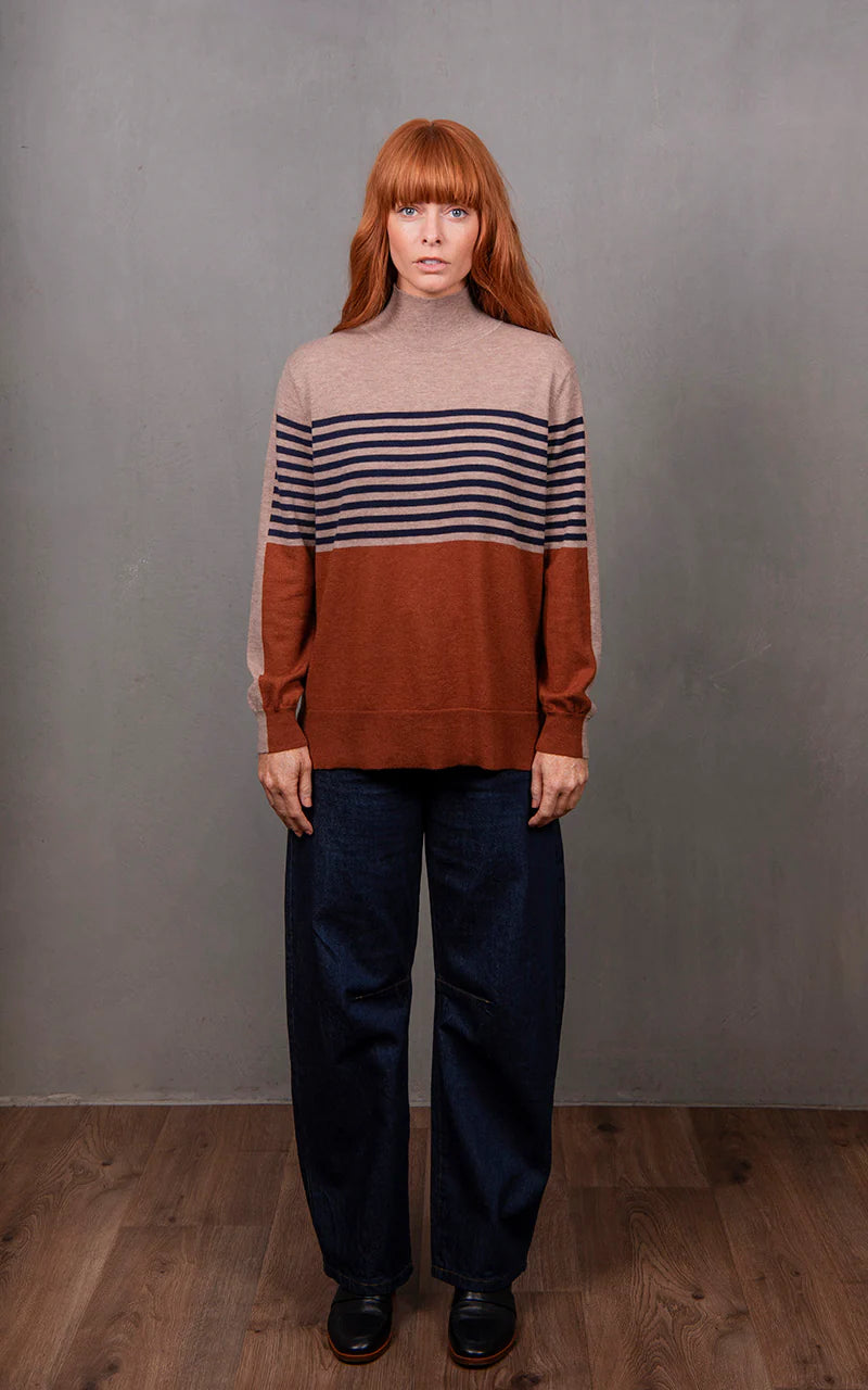 Bridge & Lord - Stripe and Colour Block Mock Neck