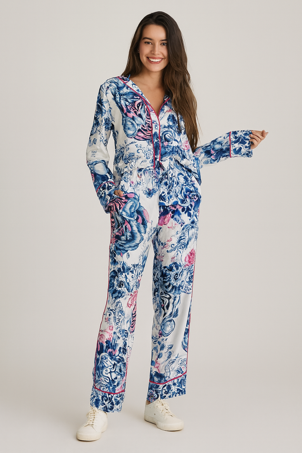 Miss Goodlife Pants And Top Bohème Blue Paradise Neon Stripes Set