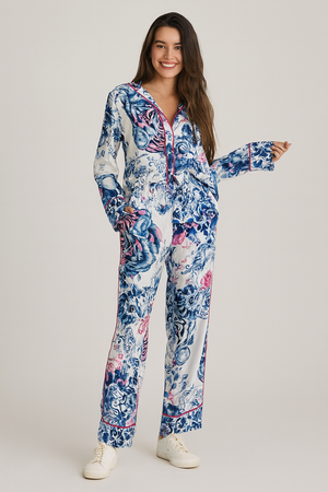 Miss Goodlife Pants And Top Bohème Blue Paradise Neon Stripes Set