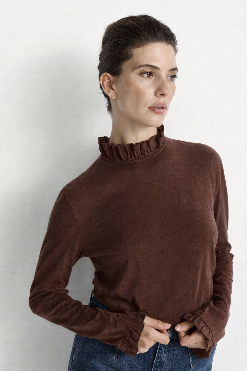 RICH & ROYAL RUFFLED NECK LONG SLEEVE MADE IN PORTUGAL