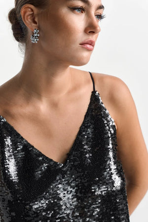 RICH & ROYAL SEQUIN TOP WITH SPAGHETTI STRAPS