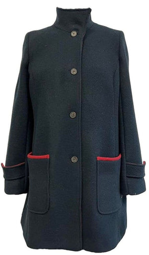 KESTA LONG LINE TWO TONE FUNNEL NECK COAT MADE IN UK