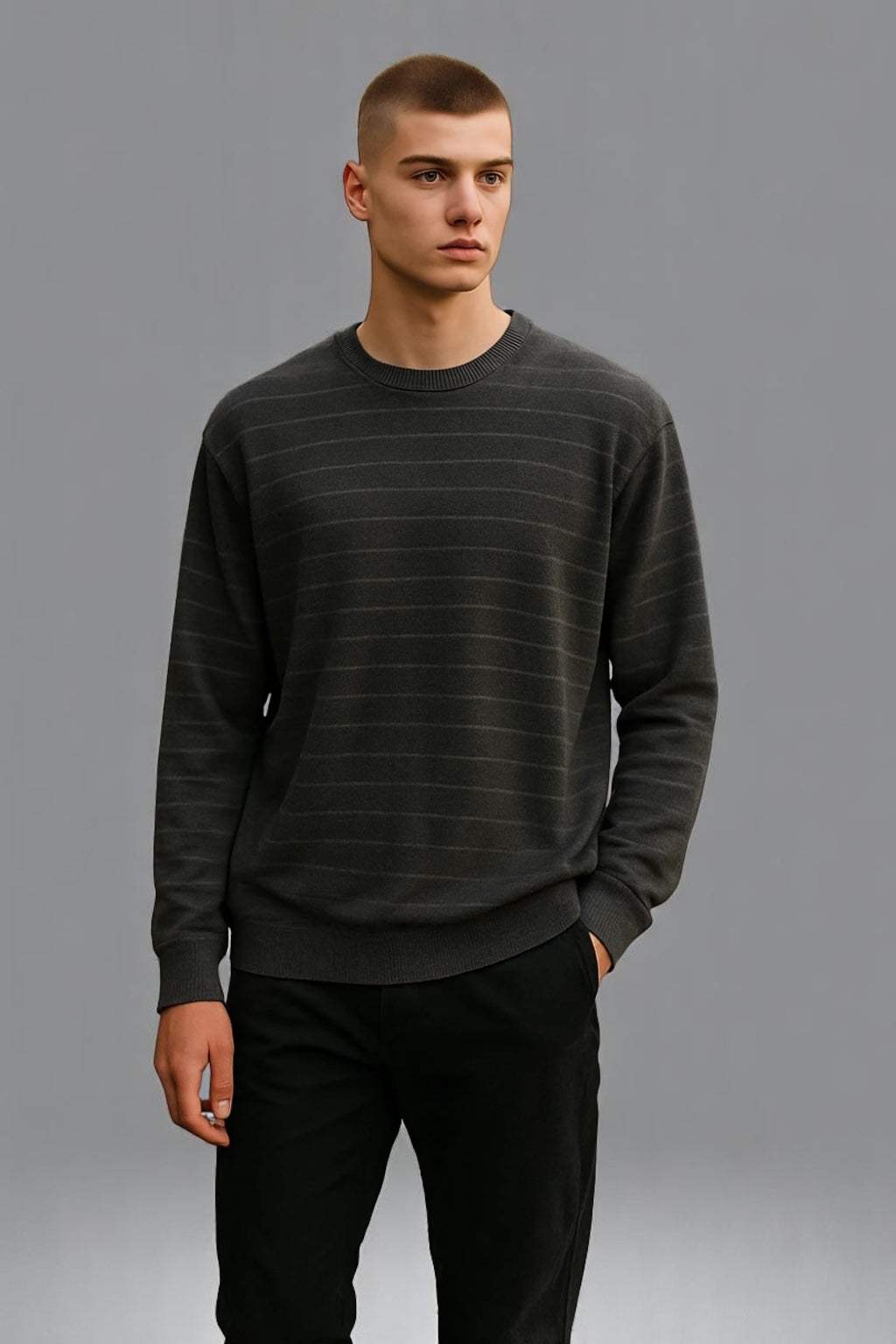 Fields Pure merino Crew neck with lines